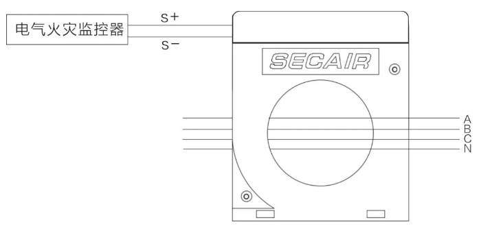 J-SCM41(160)剩余電流式<a href=http://m.detaishiye.cn/dianqihuozai/ target=_blank class=infotextkey>電氣火災(zāi)監(jiān)控</a>探測器接線圖
